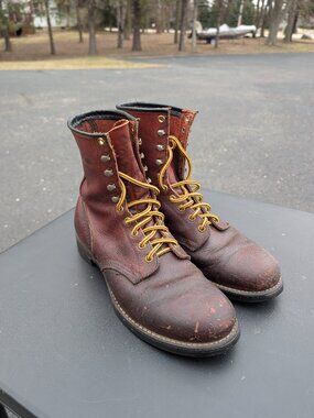Vintage Red Wing  957 Leather Work Boots‎ Mens Brown Lace Up Ankle Boots US9
